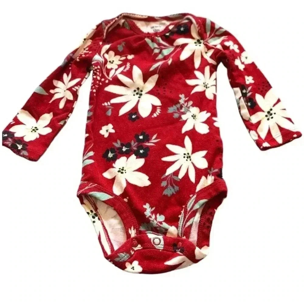 [5 for $25] Carters bright floral onesie, size 12  months, EUC